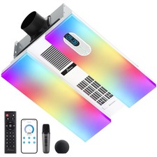 Exhaust Fan with Heater, Bluetooth Speaker, 230 CFM Quiet Ventilation Fan wit...