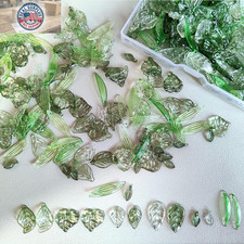 Assorted Green Leaf Beads for Jewelry Making 120PCS Acrylic Craft Charms Bulk