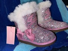 JUICY Couture Windsor Pink Glitter Boots W/ Fur TODDLER Girls -Size 8M