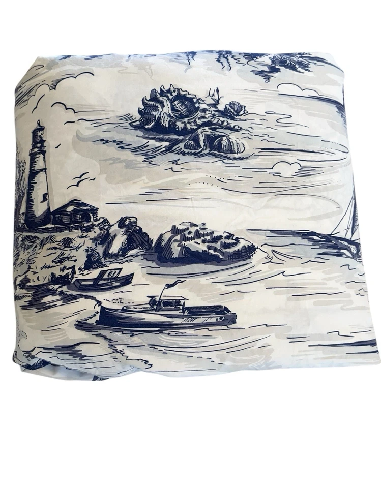RARE 5PC Pottery Barn Sailboat Toile King/Cal King Duvet Cover Set. White/ Blue - Image 3 of 4