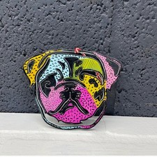 ART  Handmade Pug Dog Stencil Metal Art Ornament