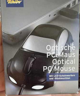 Tchibo optische Maus mit LED, 3 Tasten, Scrollrad, Schwarz/Silber