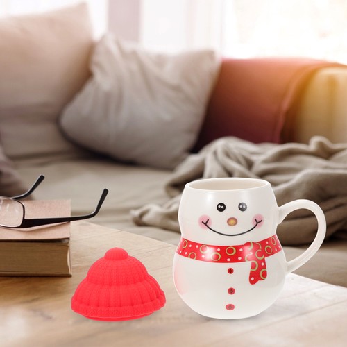 1 Set Xmas Snowman Cup with Lid Adorable Snowman Ornament Christmas Themed Cup - Picture 5 of 12