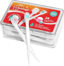24 Mini Brushes-Disposable Toothbrushes with Cleaning Beads Toothpaste NIB