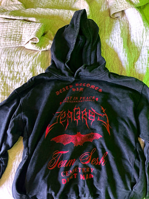 TeamSesh DeathBecomesHim Men s Black Pullover Hoodie M Goth Graphic Print