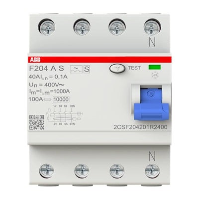 ABB FI-Schutzschalter F200, 4-polig, 100mA, 40A, Typ A - F204 A S-40/0.1