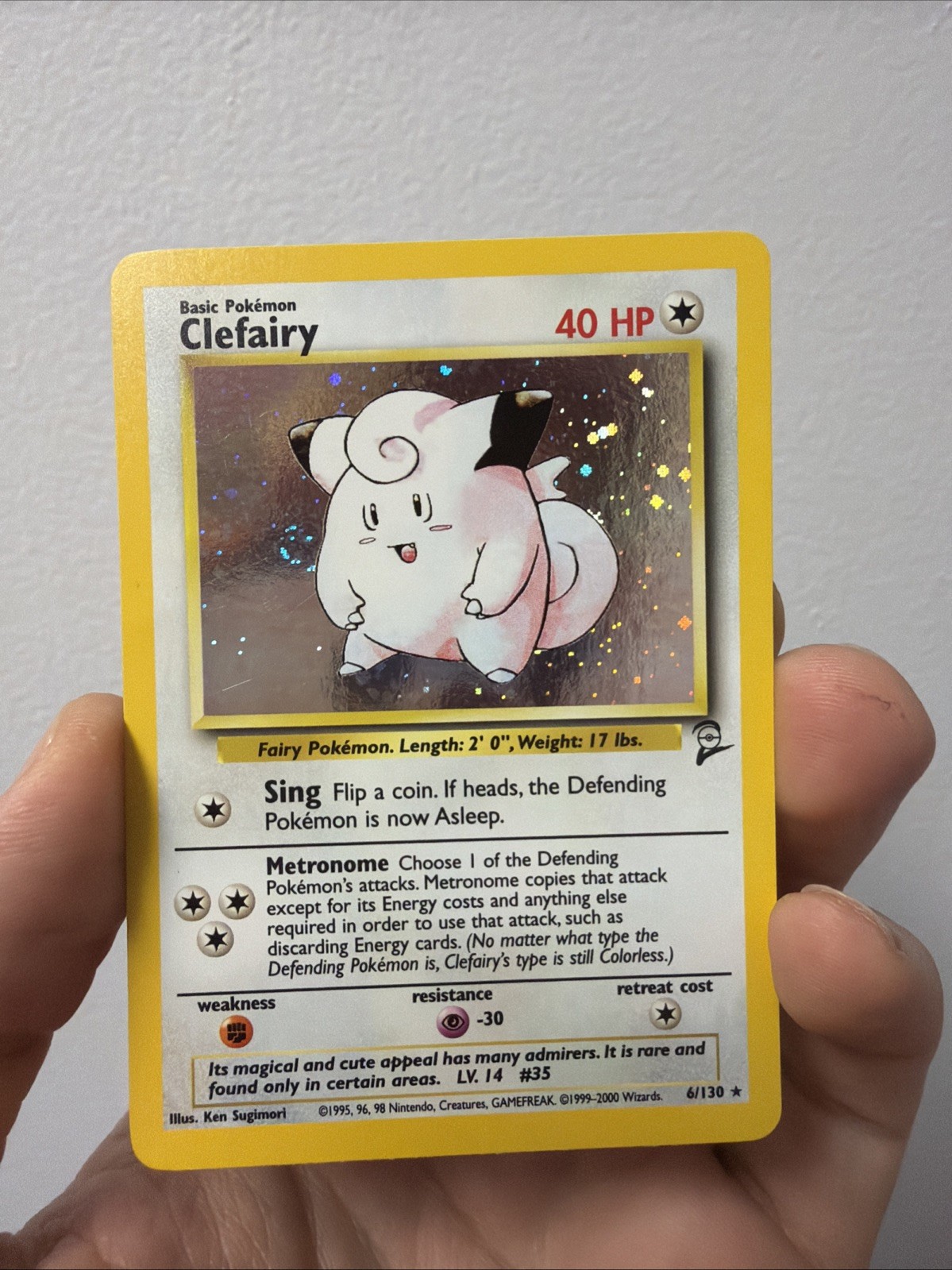 SWIRL 💫 Pokémon TCG Base Set 2 Holo Clefairy Rare Card 6/130 NM Mint