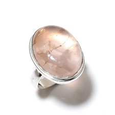 Rose Quartz Gemstone 925 Sterling Silver Gift Jewelry Ring Size 8 R039