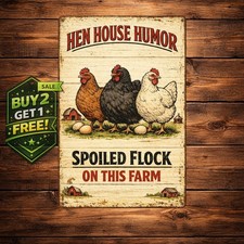 Fluffy Butt Hut Pampered Chickens 8x12 Funny Poultry Metal Sign Farm Decor