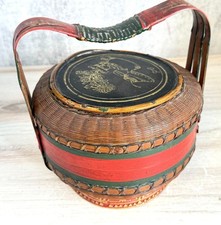 Antique Chinese Food Carrying Basket w Handle C1875 w COA