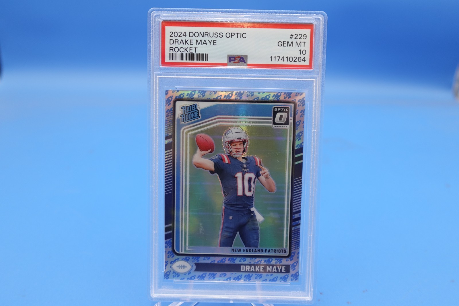 2024 Donruss Optic Drake Maye #229 RC Rocket Prizm SP PSA 10 GEM MINT