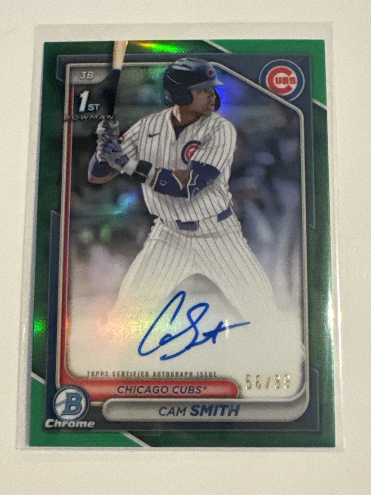 2024 Bowman Draft Cam Smith Chrome Auto True Green Refractor 1st #56/99 Astros