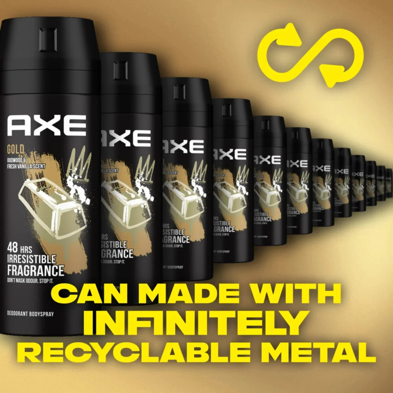 6 x Axe Gold Oud Wood & Vanilla Deodorant Body Spray 150ml / 5.07FL OZ Each