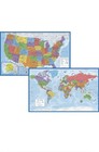 2 Pack - Laminated World Map & US Map Poster Set - Wall Chart Map of the World — photo 1
