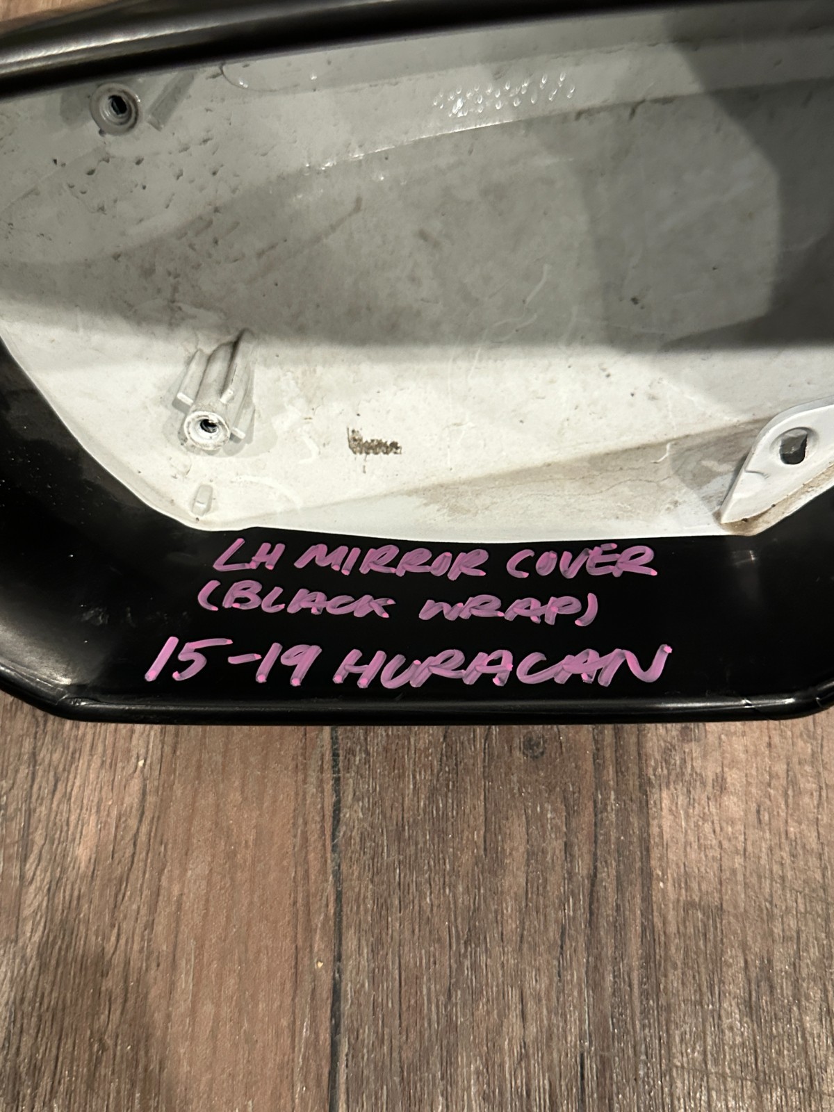 2015-2019 LAMBORGHINI HURACAN DRIVER LEFT MIRROR COVER SHELL OEM *BLACK WRAP*