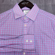 Charles Tyrwhitt Shirt Mens 16/34 Pink Blue Extra Slim Fit Check Cotton