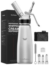Whipped Cream Dispenser, Aluminum Cream Whipper 500mL/1 Pint,3 Stainless Deco...