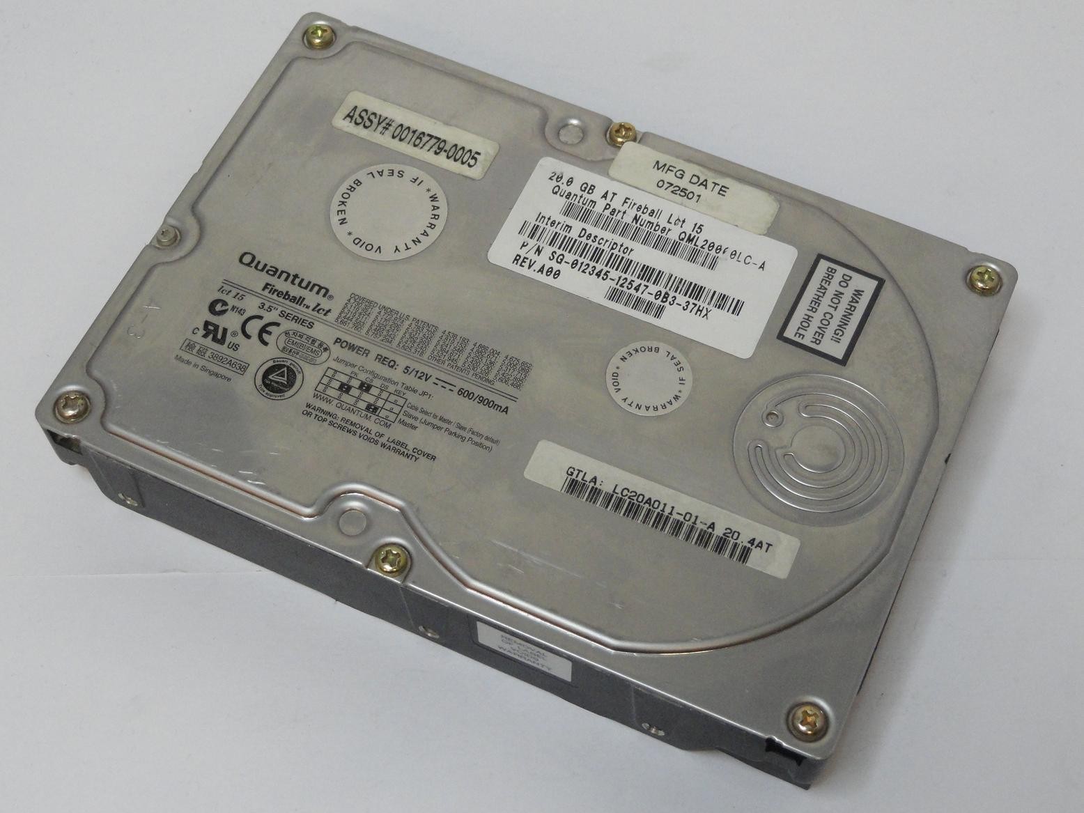 Quantum Dell 10GB IDE 7200rpm 3.5in HDD ( LC20A011 QML20000LC-A 012345 ) REF