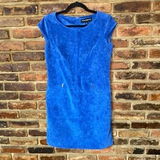 Sharagano Blue Corduroy Short Cap Sleeve Mini Shift Dress Women's Size 4