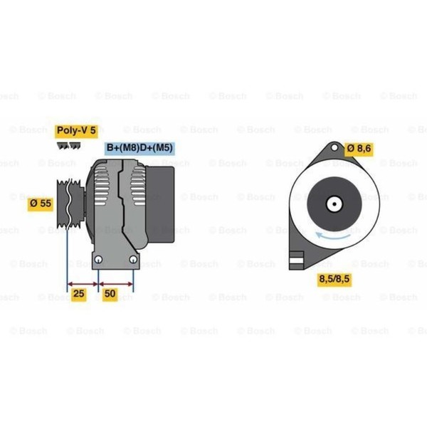 Bosch Generator Lichtmaschine 85A 14V FüR Ford KA Fiat 500 C Ypsilon-image
