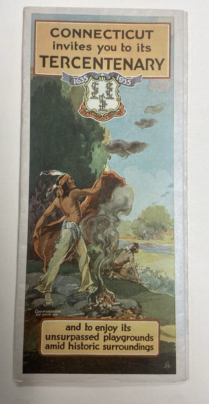 Connecticut Tercentenary 1635-1935  Travel guide w/fold-out map