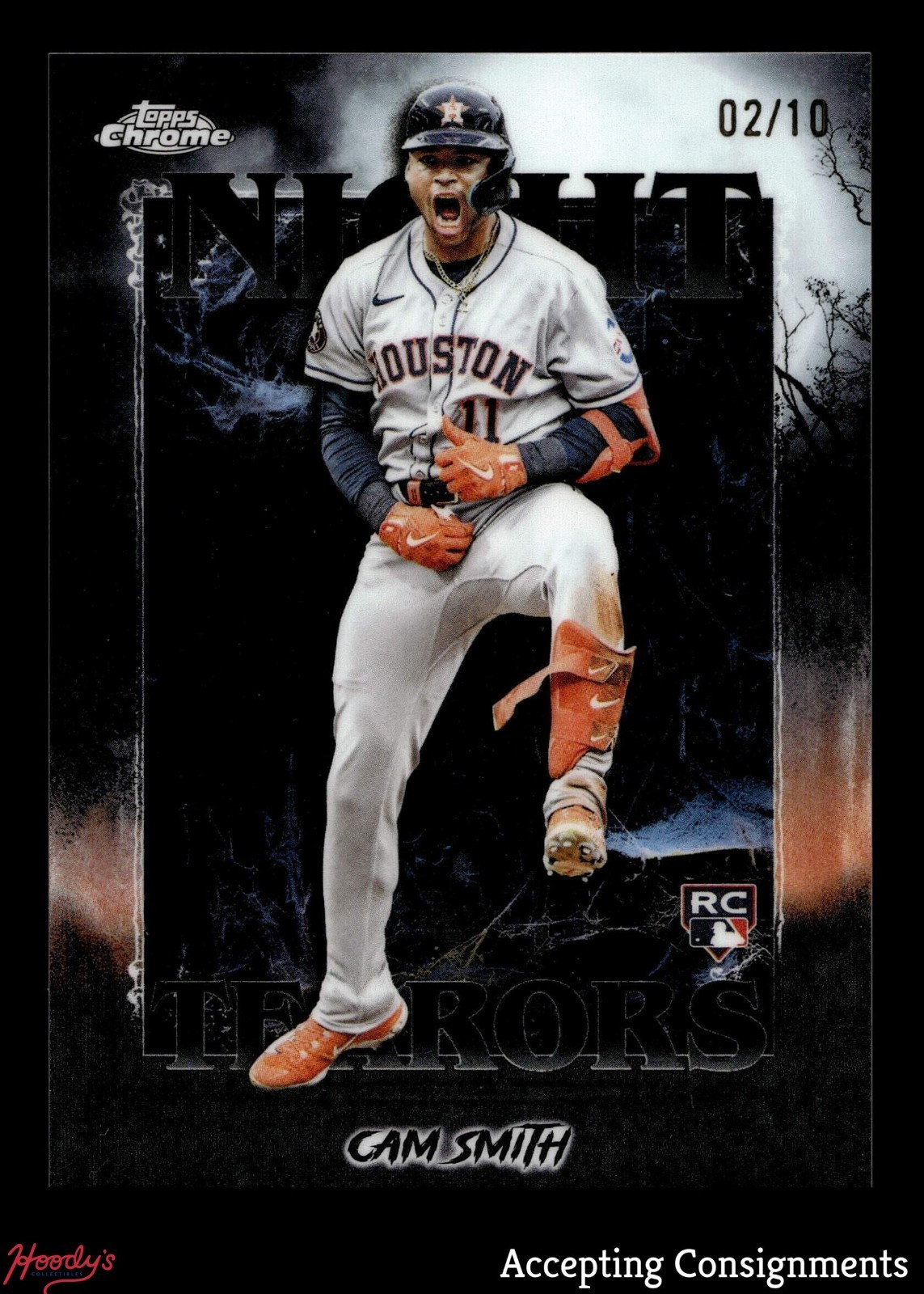 2025 Topps Chrome Update Night Terrors Black Refractor Cam Smith RC ROOKIE 02/10