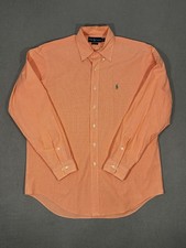 Polo Ralph Lauren Yarmouth Shirt Mens 16 34/35 Orange Check Button Down Cotton