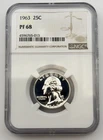 1963 Washington Silver Proof Quarter 25C NGC PF68 PR68 US 90% Coin BM1
