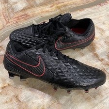 Nike Tiempo Legend 8 Elite Flyknit FG Black / Red Soccer Cleats Sz: 7 M / 8.5 W
