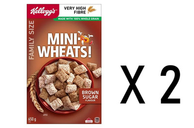 Kellogg's Mini-Wheats Brown Sugar Cereal Family Size 650g Box 2 Pack