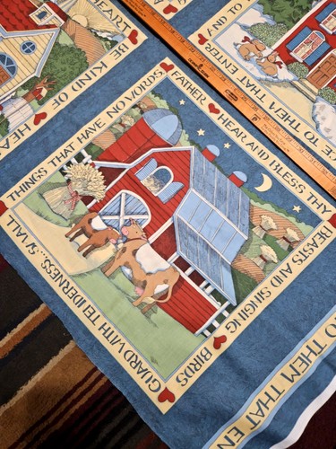 Vintage 1993 Susan Winget Fabric Panel #1877- 4 Squares House Farm ...