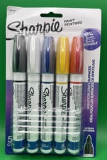 NEW! Sharpie 5ct Oil Based Medium Paint Markers Works w wood & glass FREE ship!