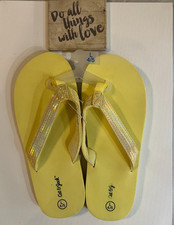Cat Jack Girl's Yellow Sandals Flip Flop Size L 4/5