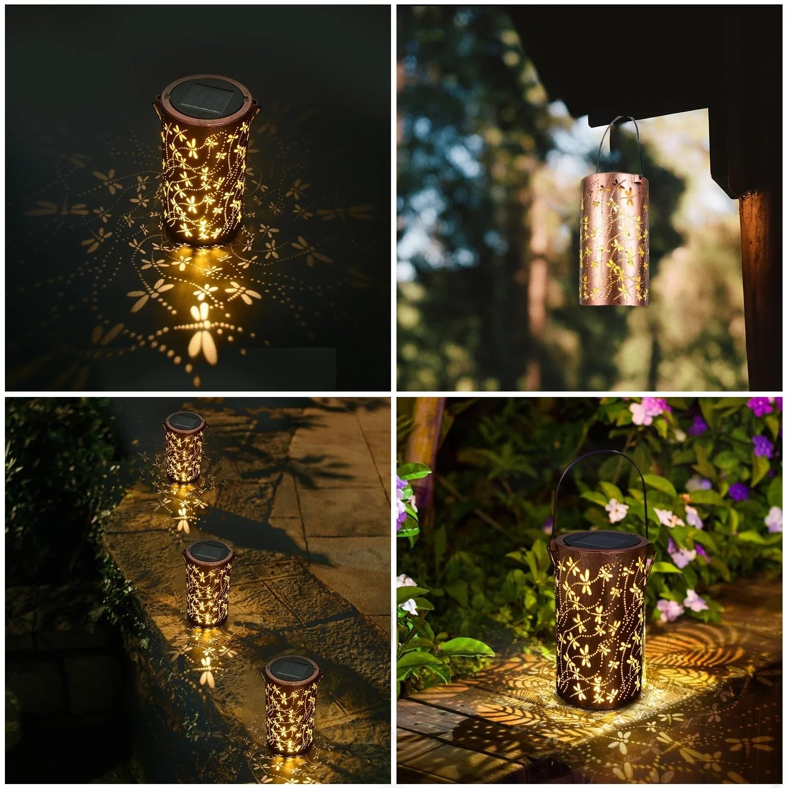 Solar Lanterns Outdoor Waterproof Dragonfly Lantern Garden Decor Birthday Chr...