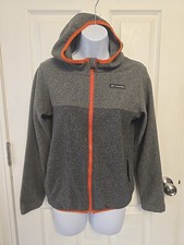 12448 Columbia Unisex Gray / Orange Trim Fleece Jacket - Size 14/16 Youth LARGE