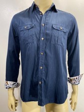 Ted Baker London Button Up Sz 4 Large Long Sleeve Work Shirt Black Contrast Trim