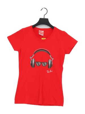 Ray-Ban Damen T-Shirt XS Rot Grafik 100% Baumwolle Kurzarm Rundhals Basic