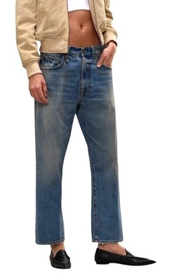 R13 X-BF Damen Jeans 25 Merrin Gewaschen Blau Niedrig Sitzende Zip PF25 RRP799