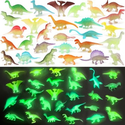SAYAYA 100 Pieces Glow in The Dark Dinosaur Figures Bulk Small Luminous Plast...