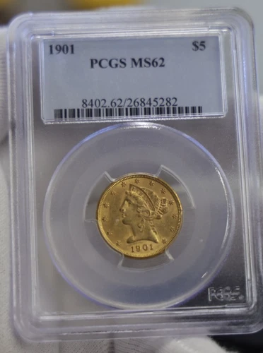 1901 US $5 Liberty Gold Piece PCGS MS62