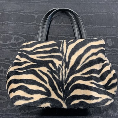 Amanda Smith Little Bag Synthetic Fur Animal Print Black and Brown -B1