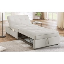 4 in 1 Convertible Sleeper Sofa Bed Velvet Tufted Upholstered Single Recliner