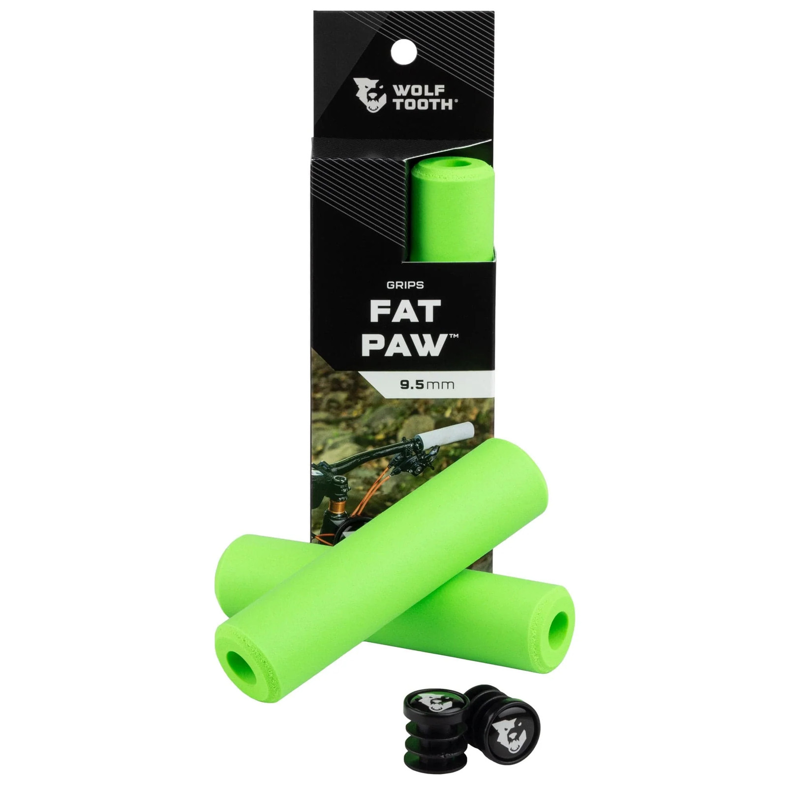 Wolf Tooth Green Fat Paw Silicone Bike Grips - Large Diameter Vibration 5590₽