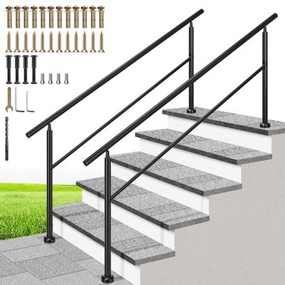 2 Pack Outdoor Stair Hand Rails 6 Step Porch Deck Railing Kit   Galvanized Steel