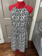 Ann Taylor Factory Halter Midi Dress Elastic Tie Waist Size L