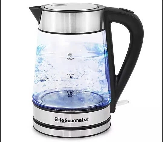 Hervidor de agua Elite Platinum inalámbrico de vidrio de 1,7 L, acero inoxidable Foto 3 de 4