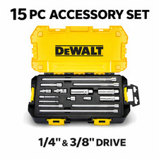 DEWALT DWMT73807 15pc Drive Tool Accessory Set 1/4"3/8" Extensions Adapters Kit