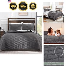Ultrasonic Reversible Full Queen Quilt Bedding Set with Pillow Shams, Lightwe...