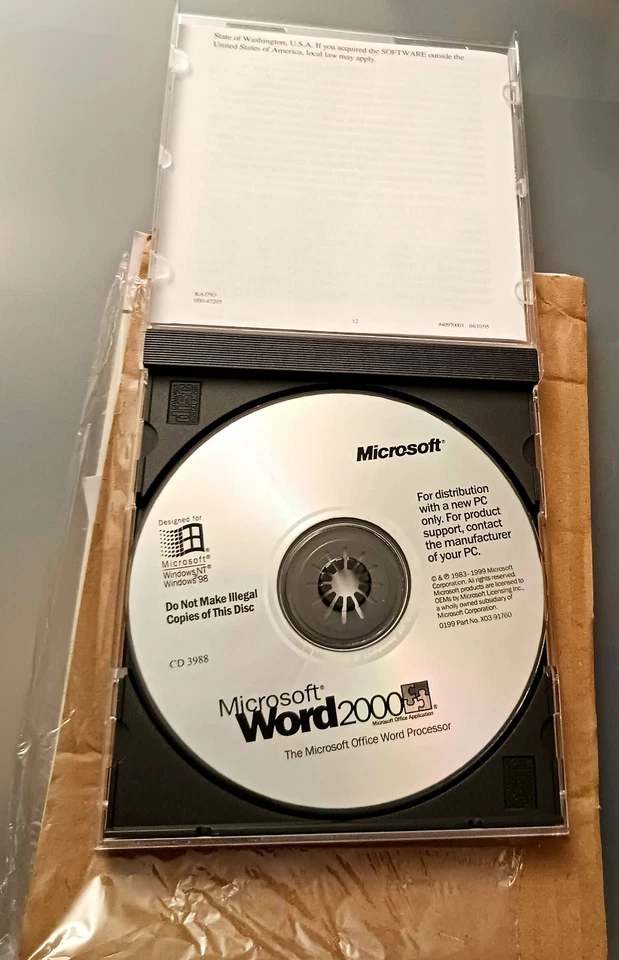 Microsoft Word 2000 Software with Disc & Licence (bulk/non-retail) - Image 2 of 3