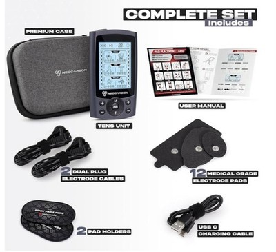 Neocarbon TENS EMS Unit Muscle Stimulator 24 Modes Pain Relief & Massage Kit